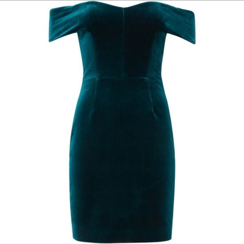 NICHOLAS Teal Off-Shoulder Mini Dress